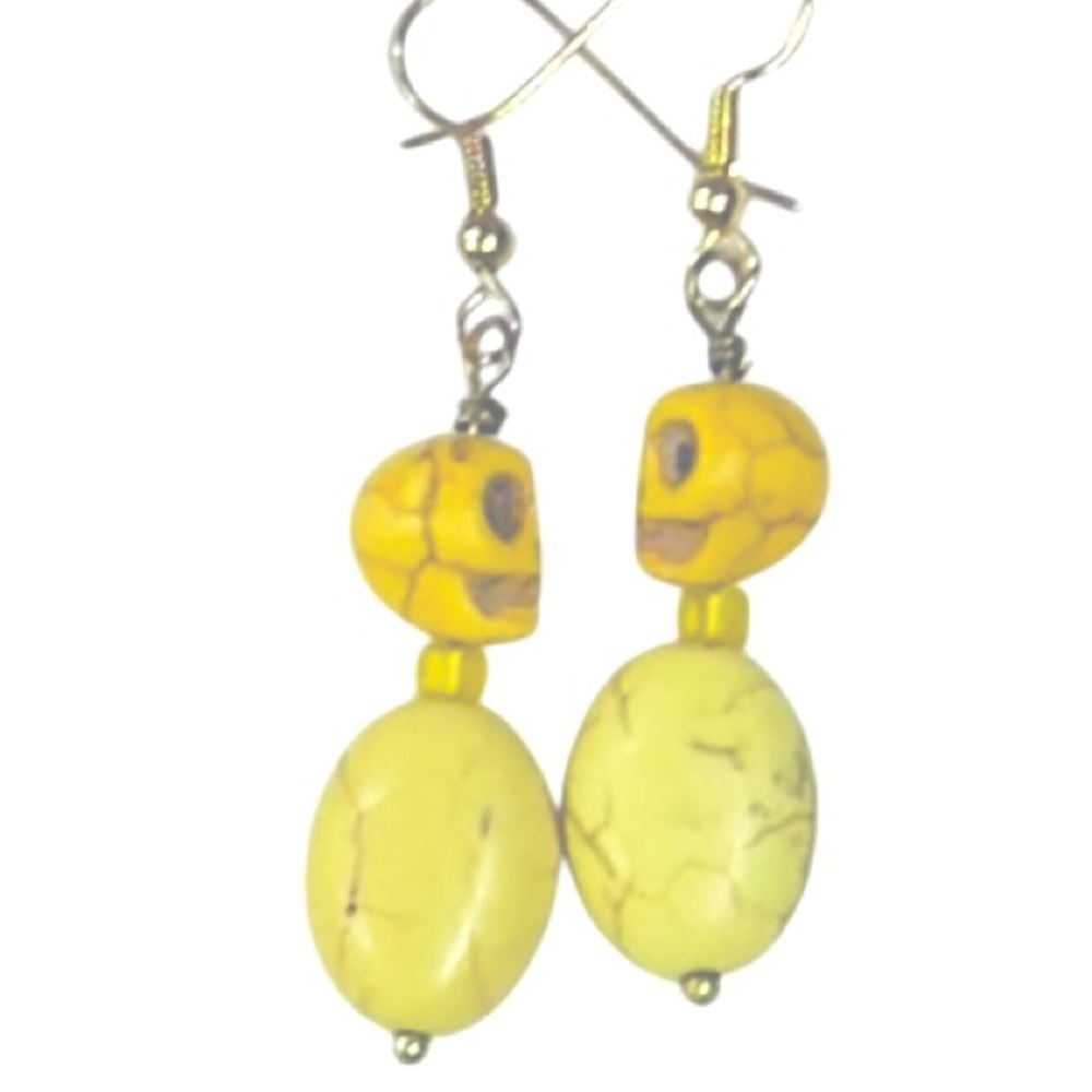 UNBRANDED Artistic HANDMADE DAY the DEAD
ALIEN Yellow Skull BEAD Earrings